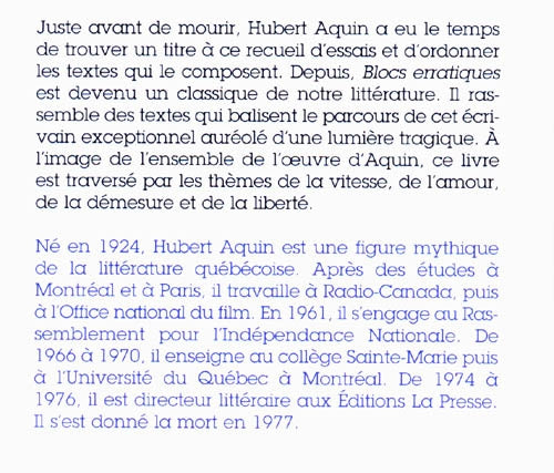 Couverture du livre de Blocs erratiques - papier format