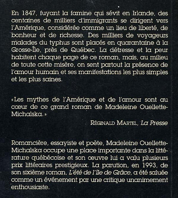 Couverture du livre de L'été de l'île de Grâce - papier format