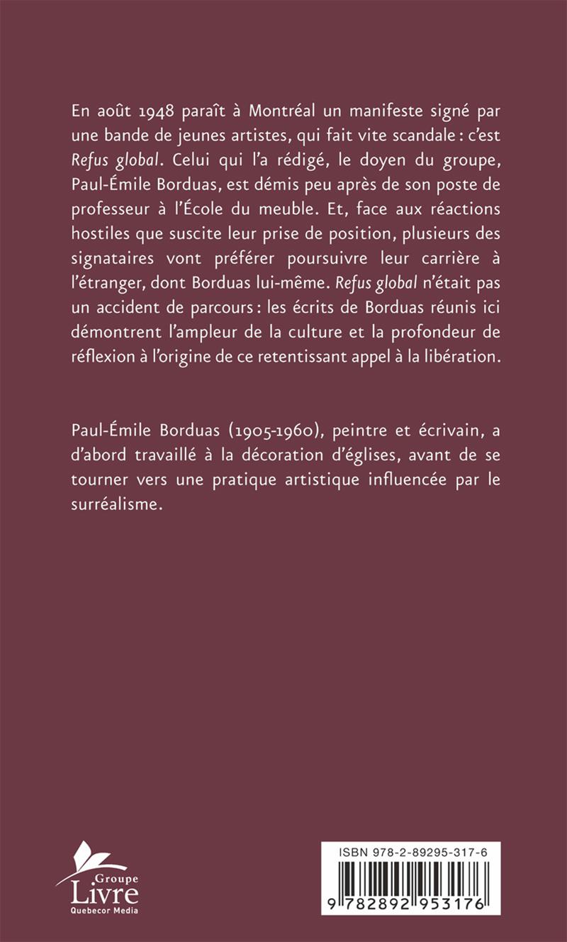 Couverture du livre de Refus global et autres écrits : essais - papier format