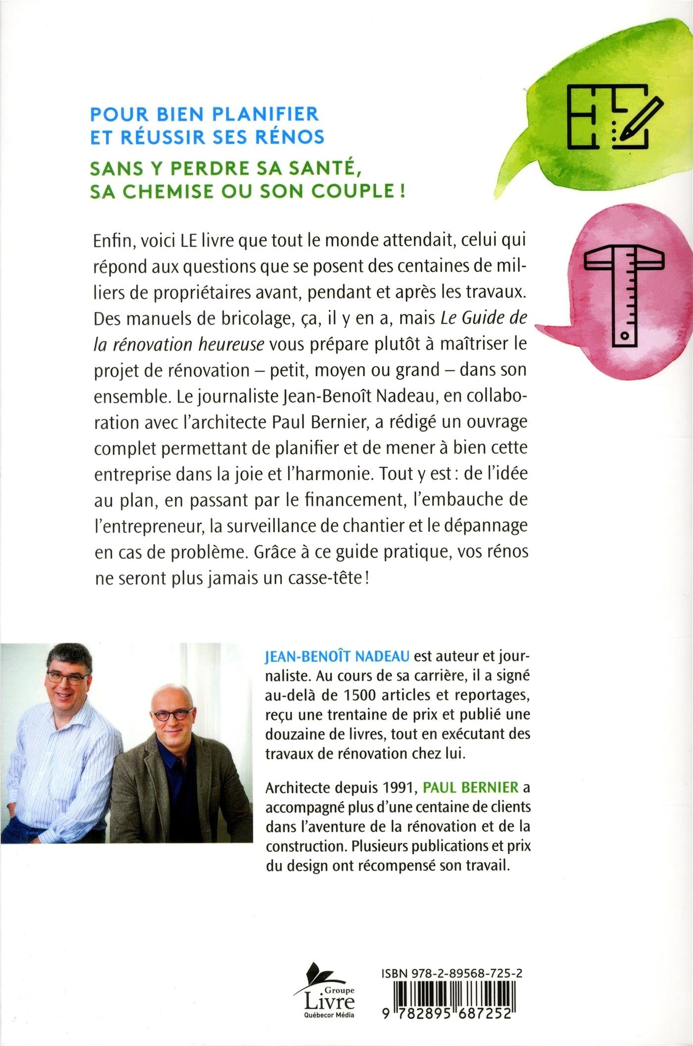 Couverture du livre de Le guide de la rénovation heureuse - papier format