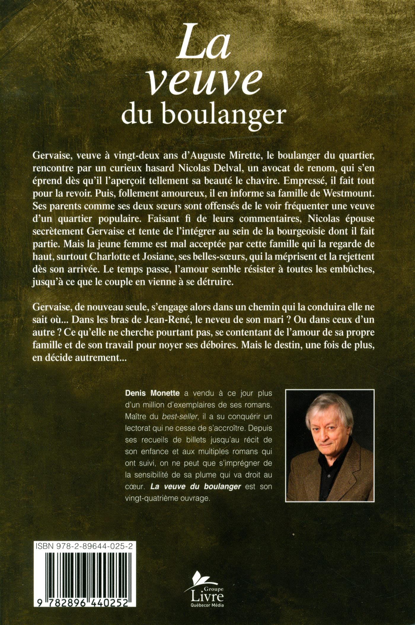 Couverture du livre de La veuve du boulanger - papier format