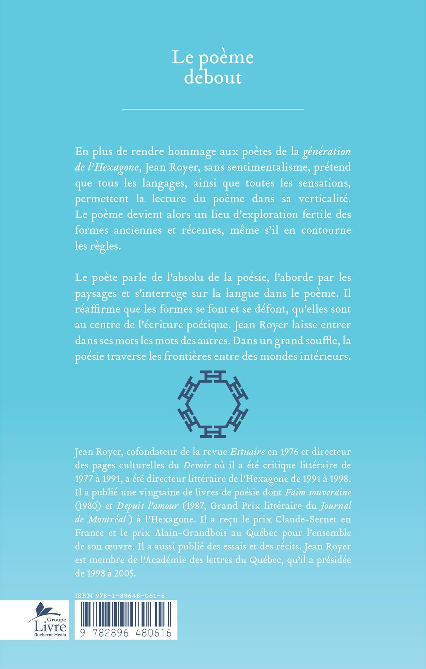 Couverture du livre de Le poème debout - papier format