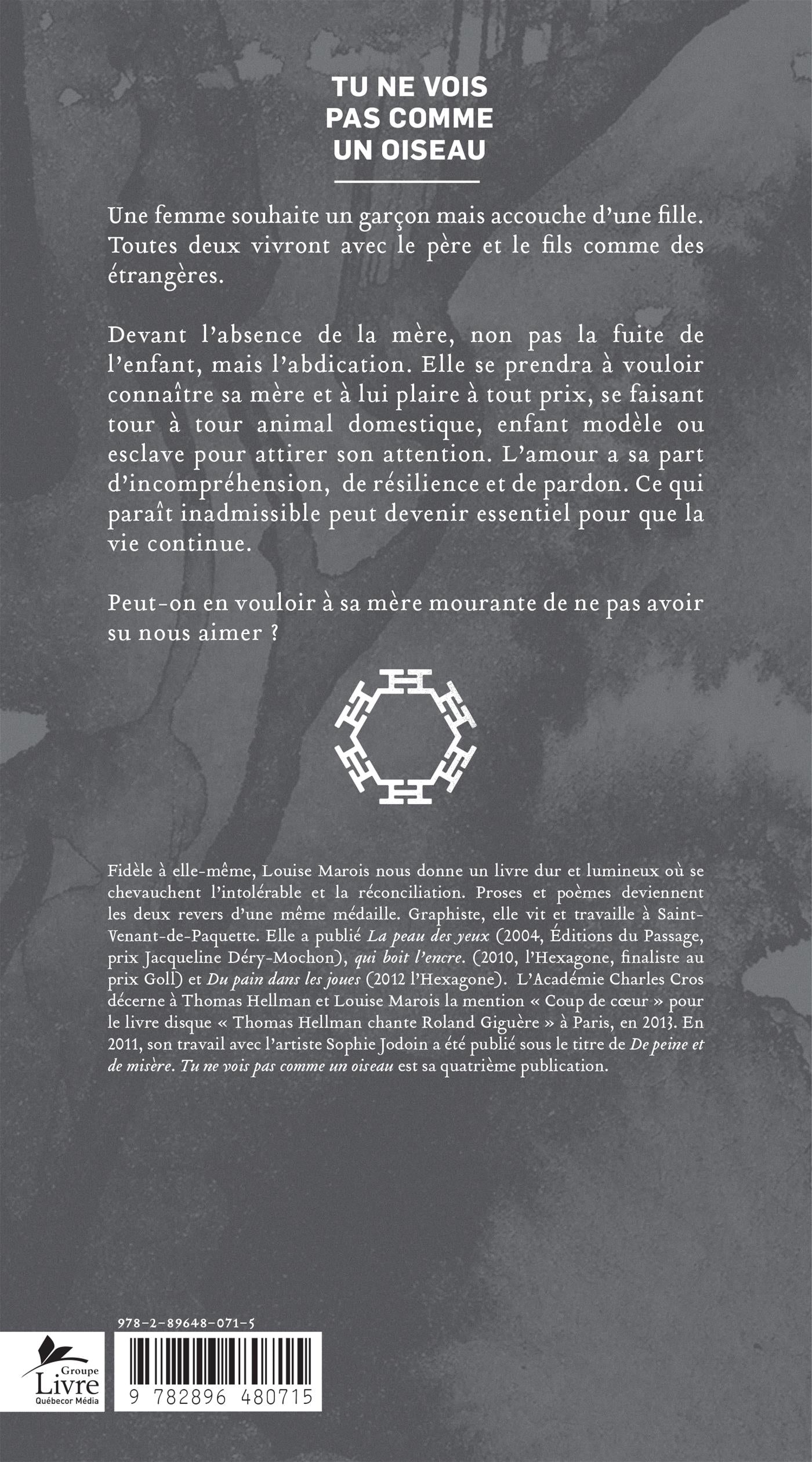 Couverture du livre de Tu ne vois pas comme un oiseau - papier format