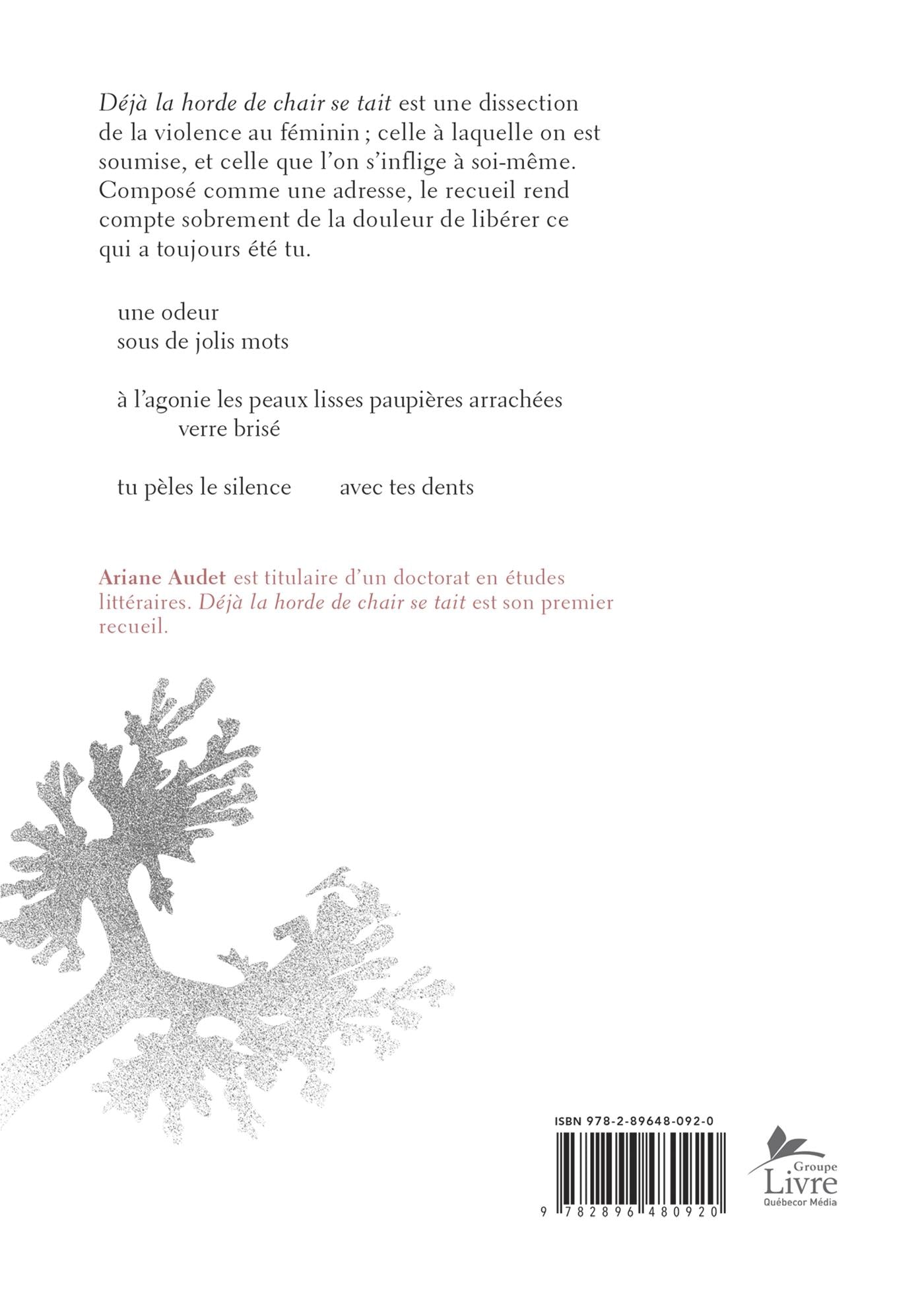 Couverture du livre de Déjà la horde de chair se tait - papier format