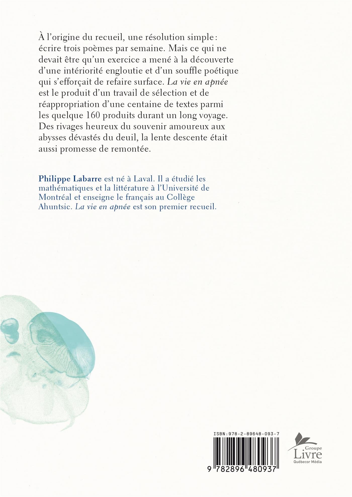 Couverture du livre de La vie en apnée - papier format