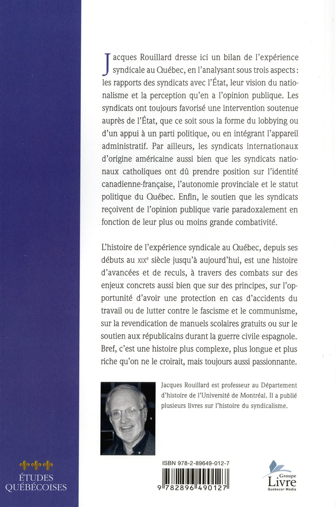 Couverture du livre de L'expérience syndicale au Québec - papier format