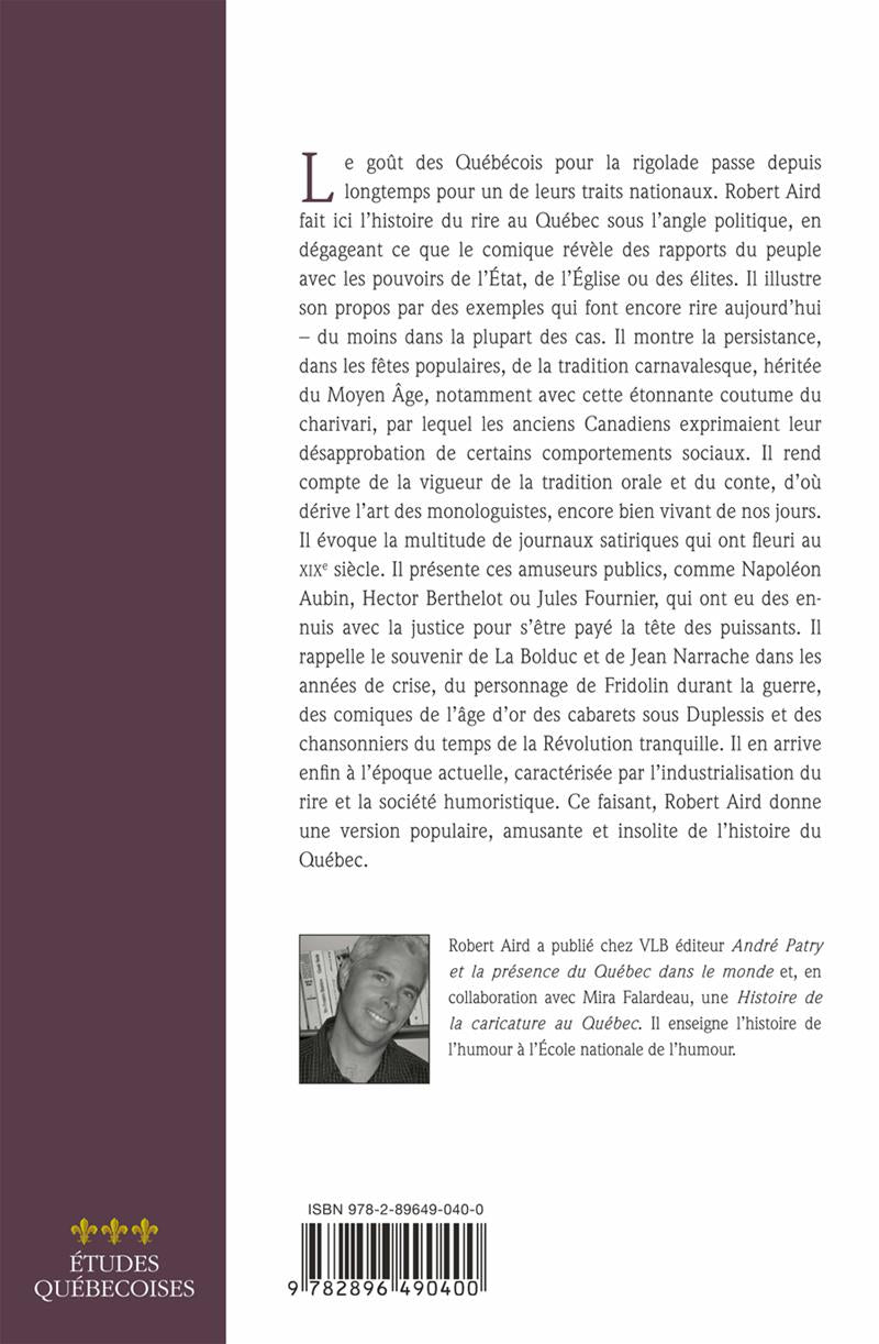 Couverture du livre de Histoire politique du comique au Québec - papier format