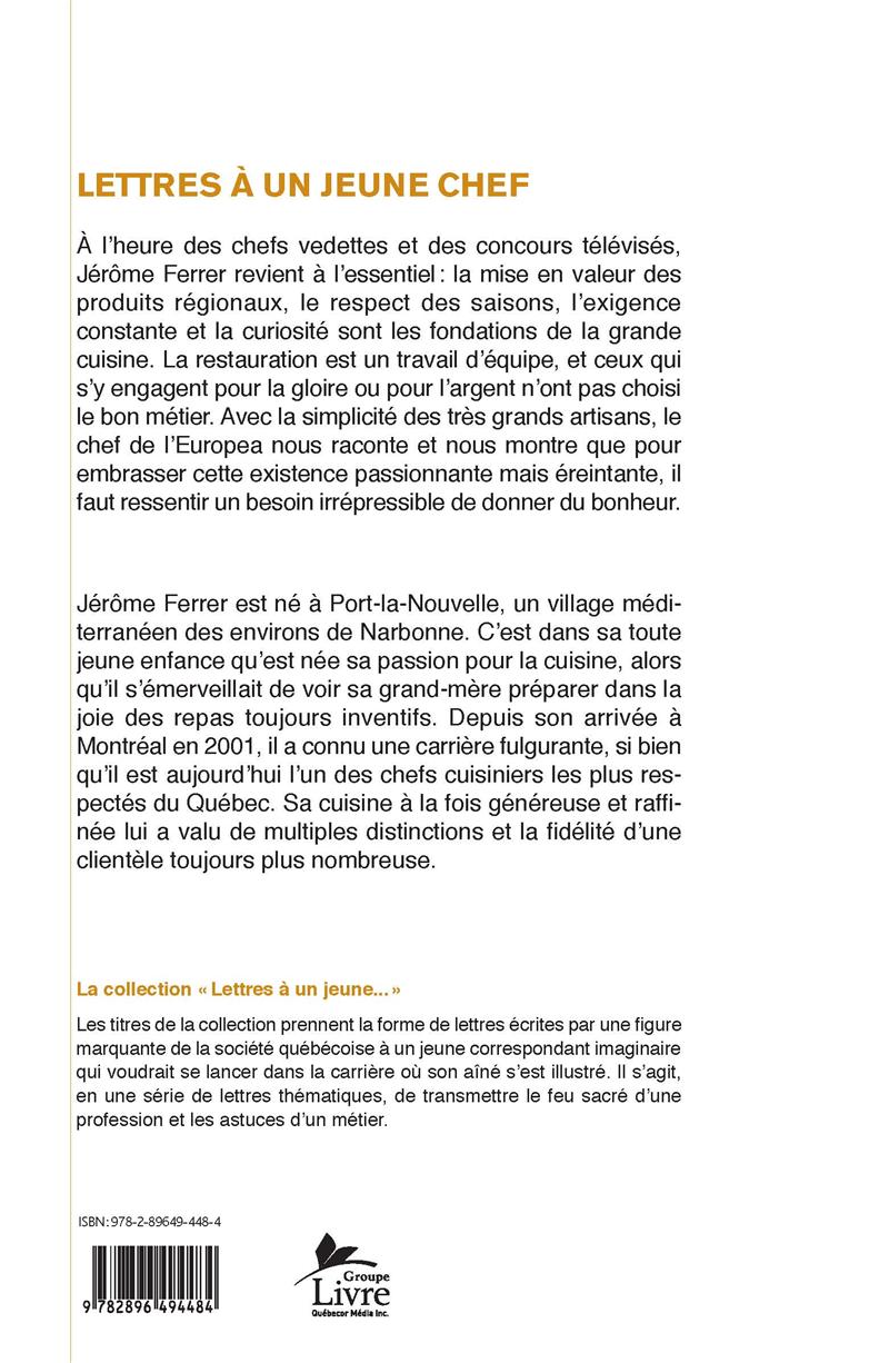 Couverture du livre de Lettres à un jeune chef - papier format
