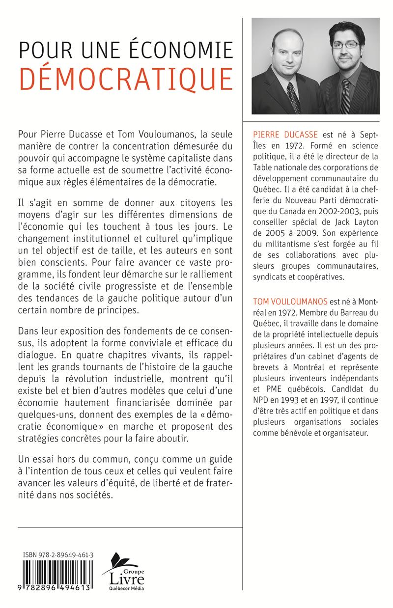 Couverture du livre de Pour une économie démocratique - papier format