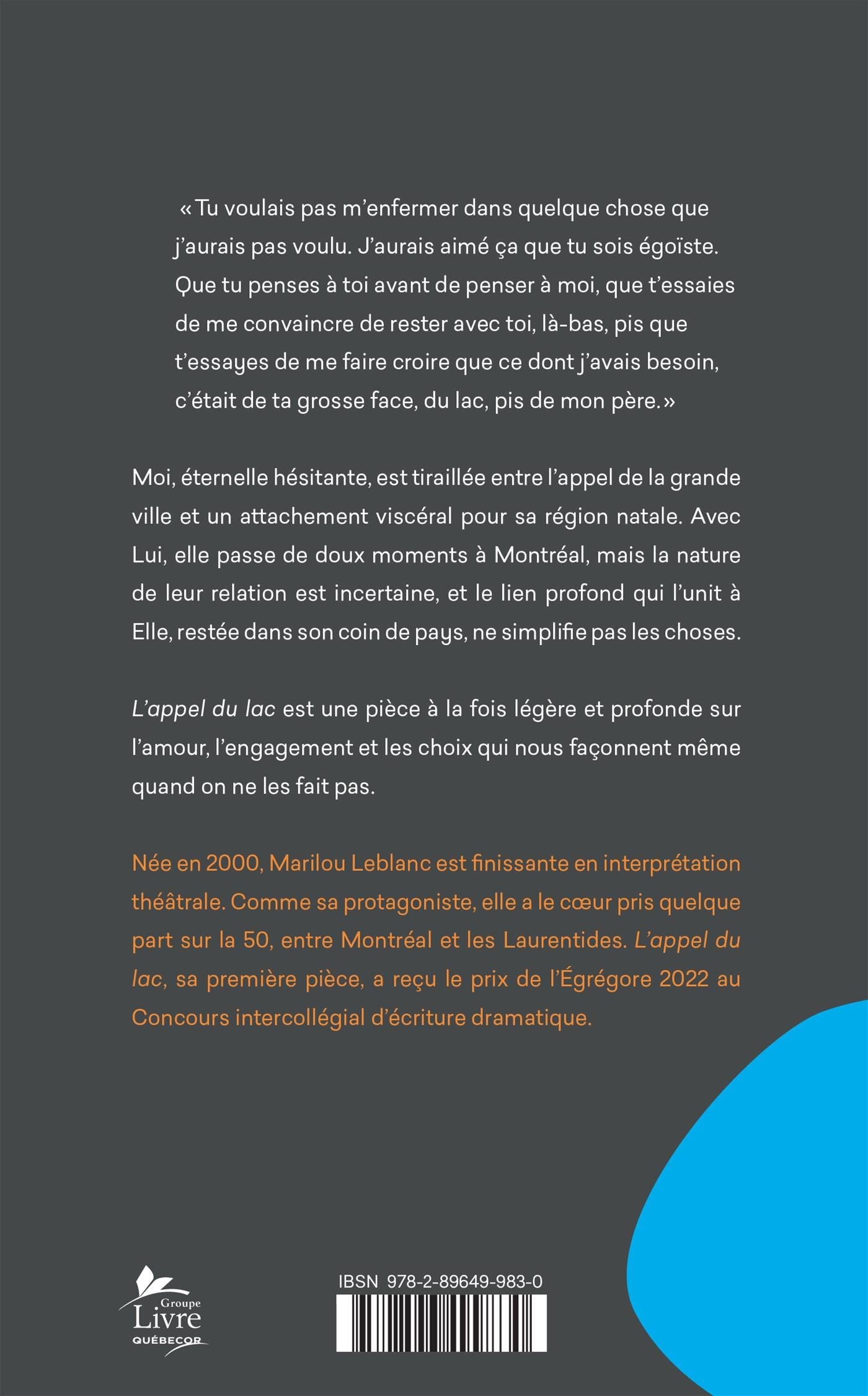 Couverture du livre de L'Appel du lac - papier format