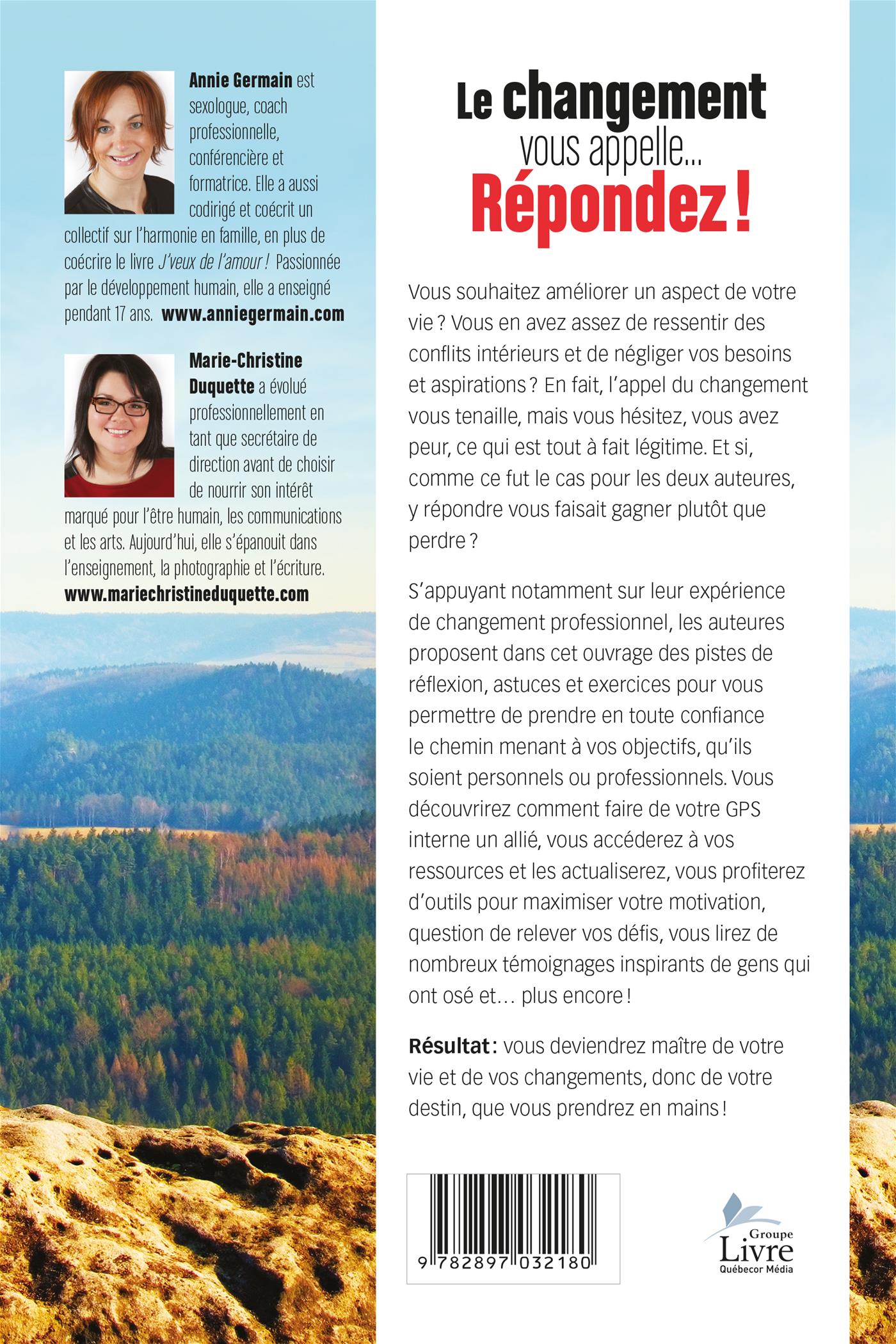Couverture du livre de Le changement vous appelle... répondez! - papier format