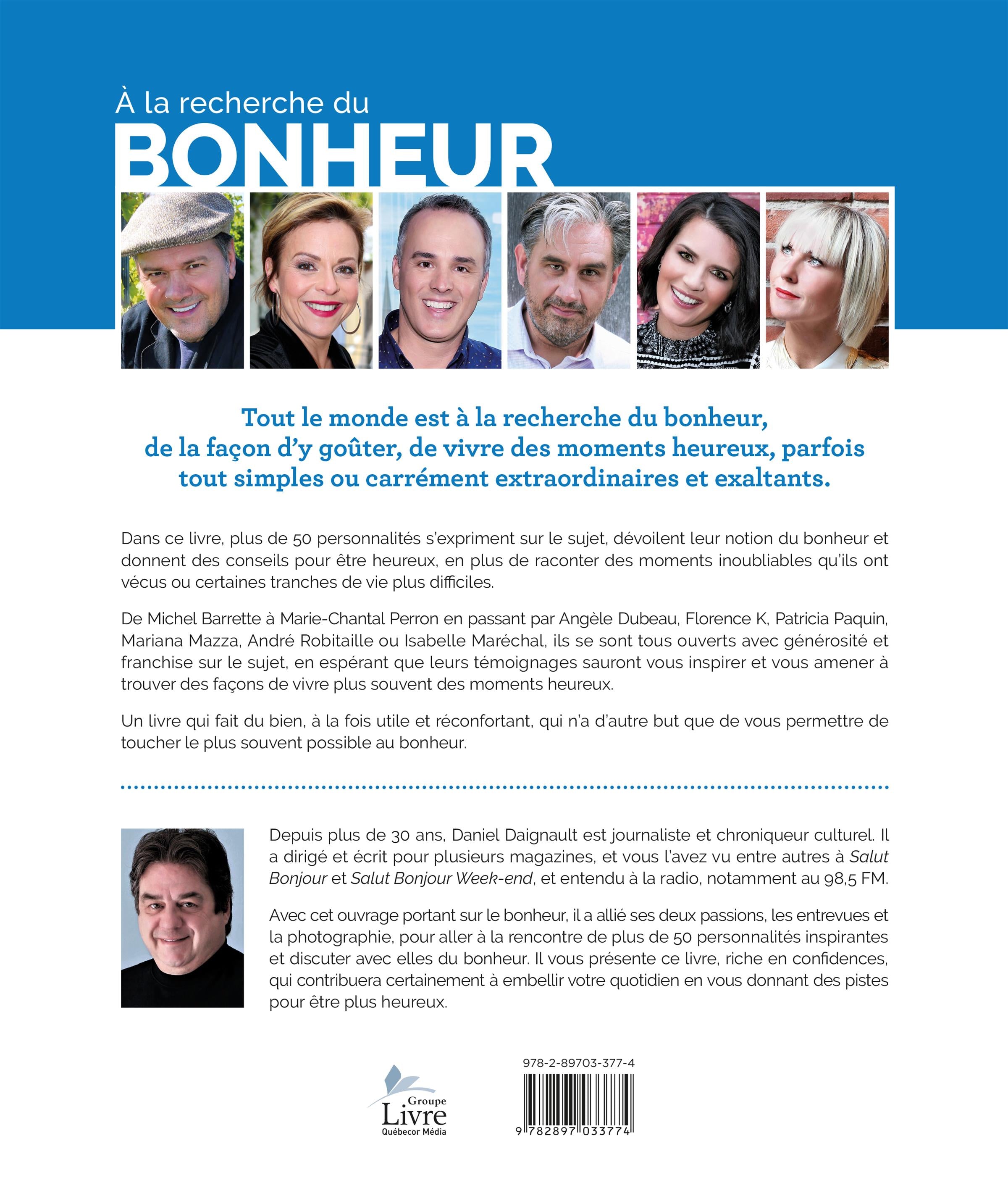 Couverture du livre de À la recherche du bonheur : témoignages de 50 personnalités - papier format