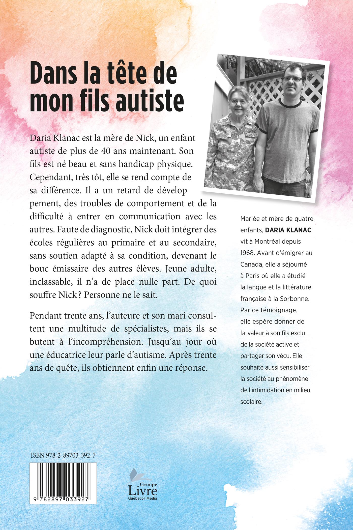 Couverture du livre de Dans la tête de mon fils autiste : trente ans de quête pour un diagnostic - papier format