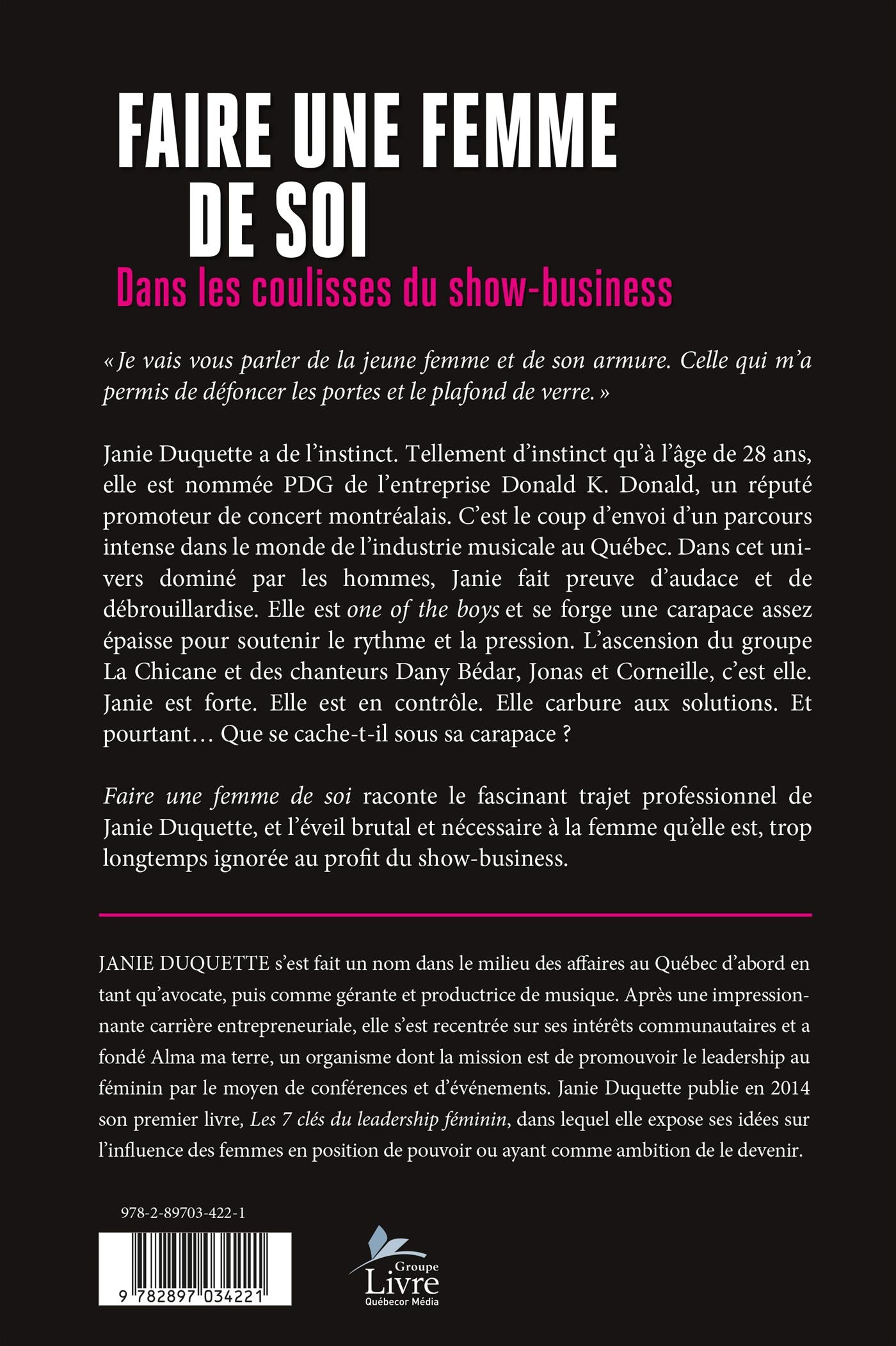Couverture du livre de Faire une femme de soi : dans les coulisses du show-business - papier format