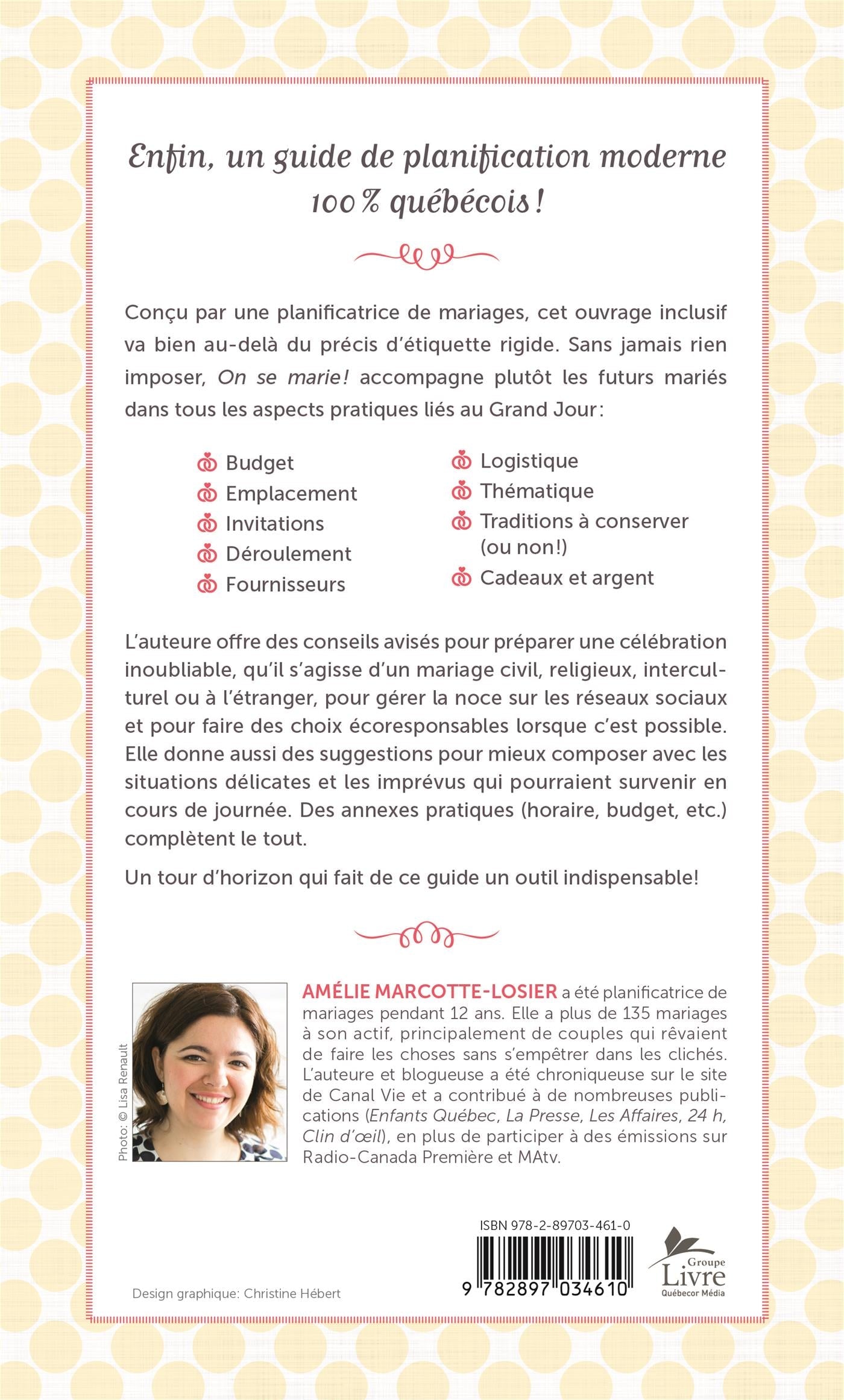 Couverture du livre de On se marie! : guide pour planifier votre mariage - papier format