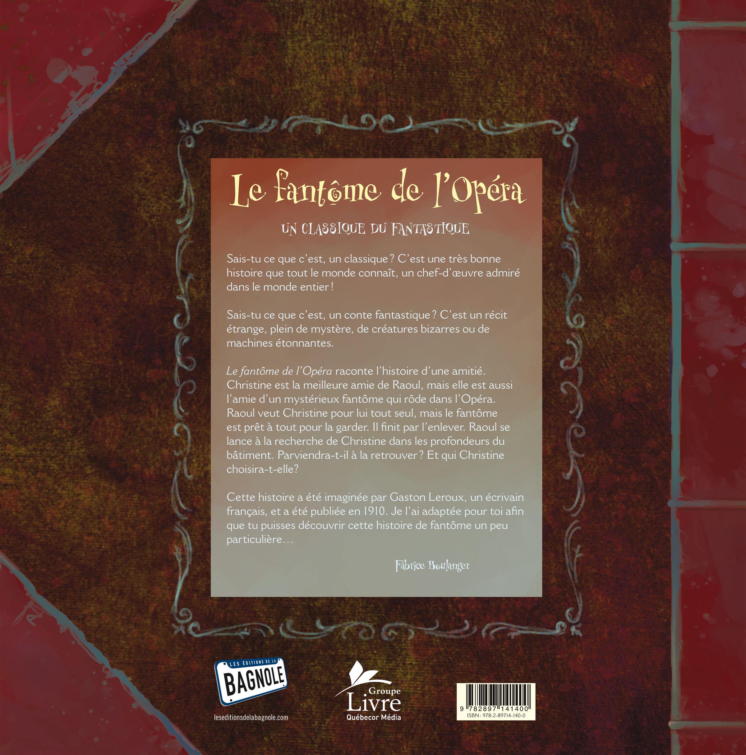 Couverture du livre de Le fantôme de l'Opéra - papier format