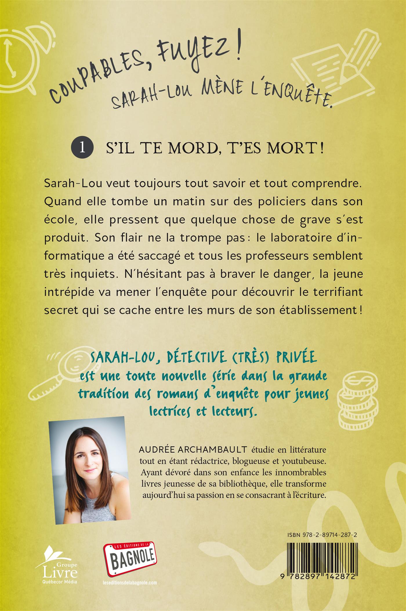 Couverture du livre de Sarah-Lou, détective (très) privée : Tome 1 - papier format