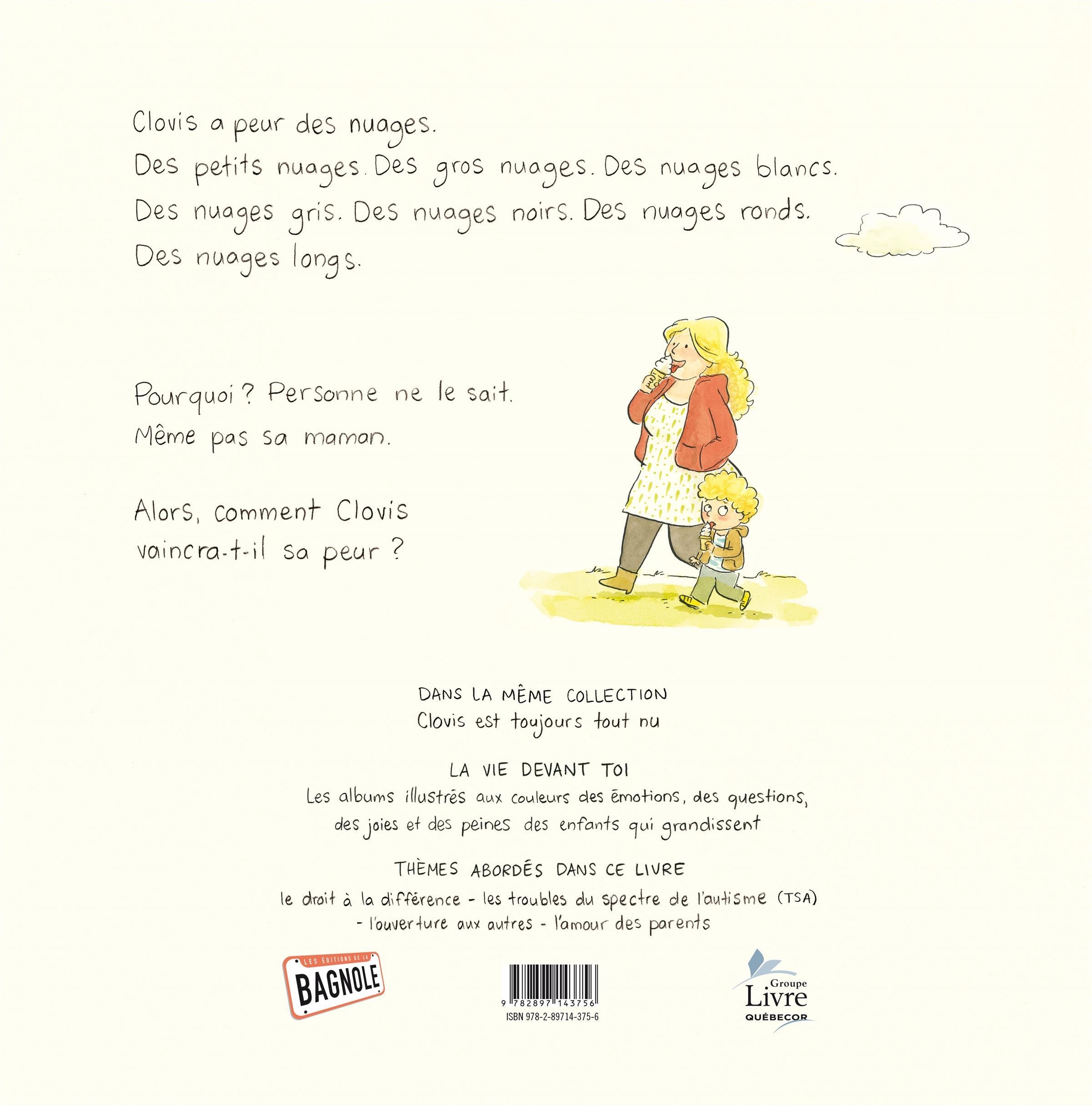 Couverture du livre de Clovis a peur des nuages - papier format