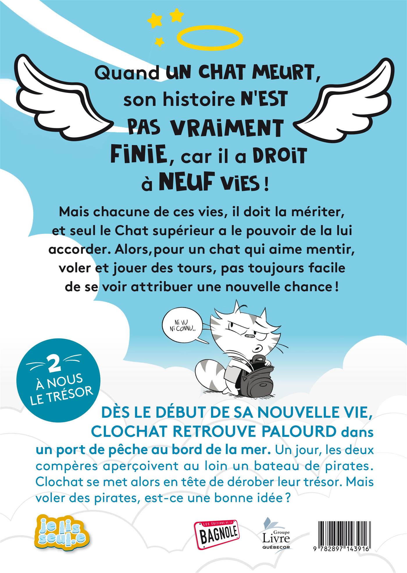 Couverture du livre de Clochat veut ses 9 vies tome 2: À nous le trésor - papier format