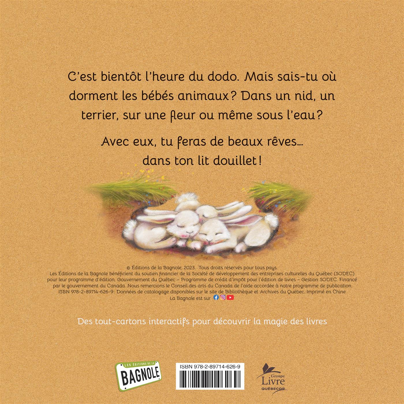 Couverture du livre de Au dodo avec les bébés animaux - papier format