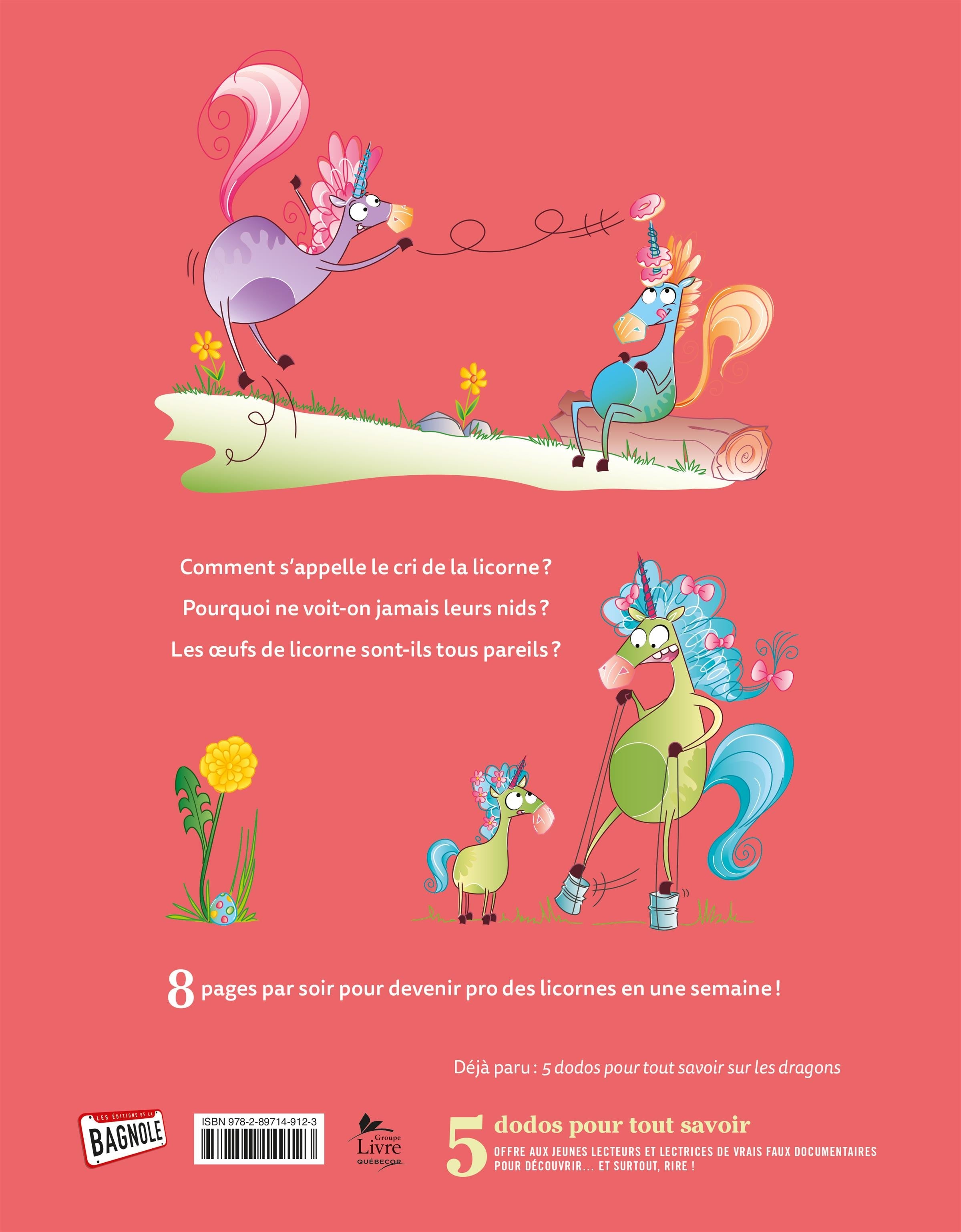 Couverture du livre de 5 dodos pour tout savoir : les licornes - papier format