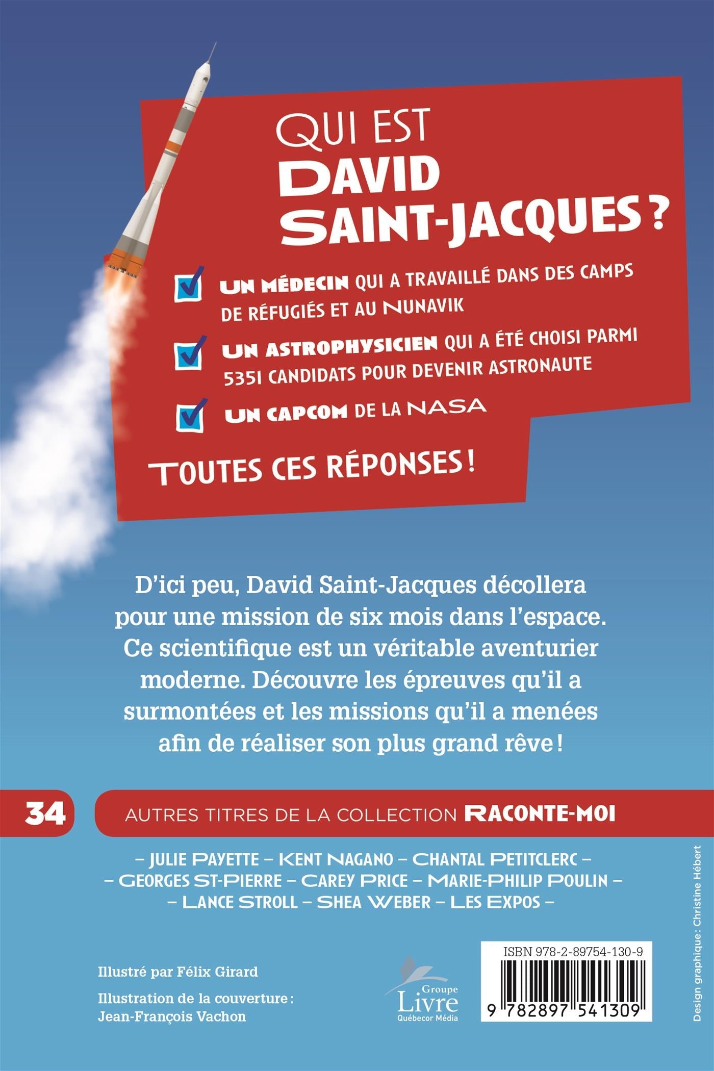 Couverture du livre de Raconte-moi David Saint-Jacques - papier format