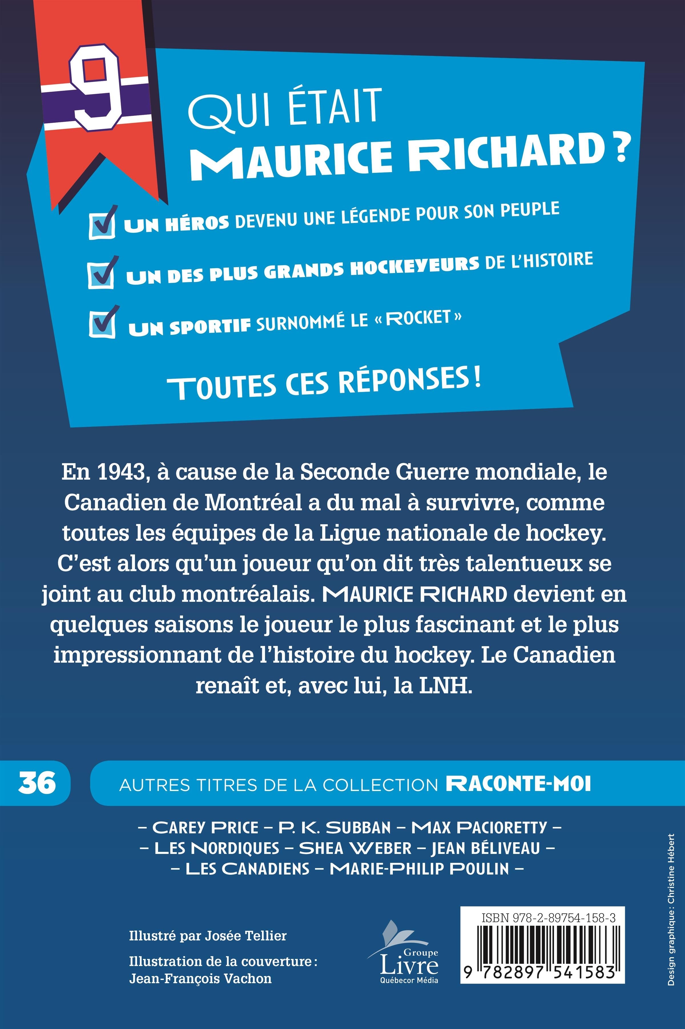 Couverture du livre de Raconte-moi Maurice Richard - papier format