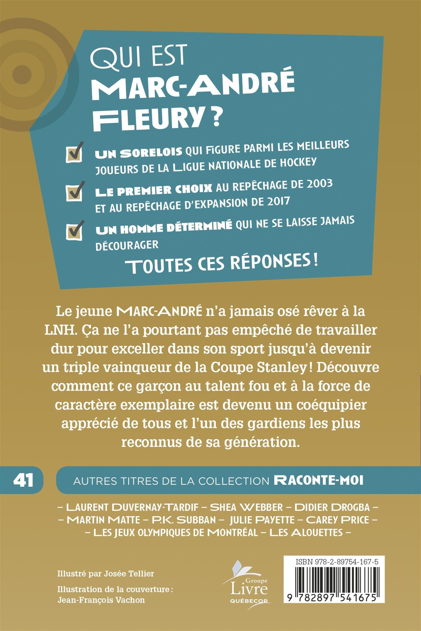 Couverture du livre de Raconte-moi Marc-André Fleury - papier format