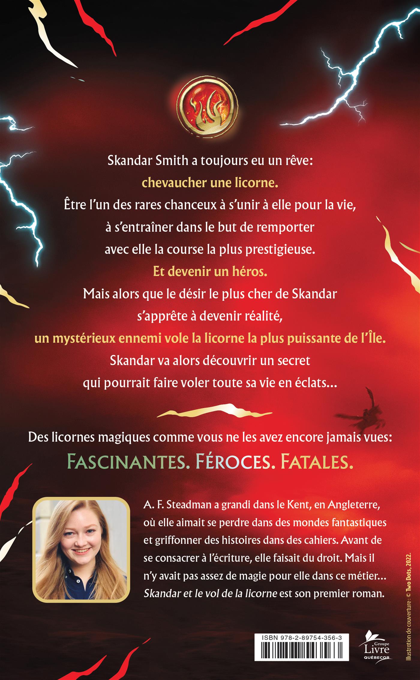 Couverture du livre de Skandar et le vol de la licorne - papier format