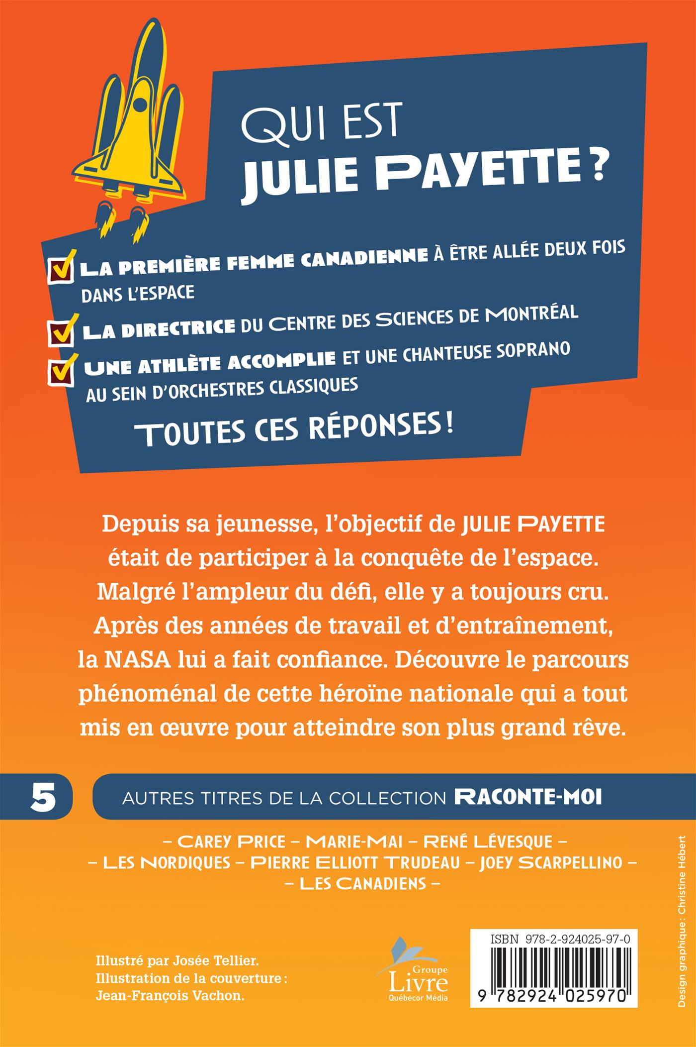 Couverture du livre de Raconte-moi Julie Payette - papier format