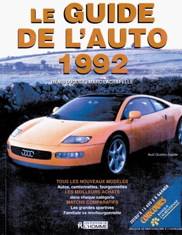 Couverture du livre de Le Guide de l'auto 1992 - papier format