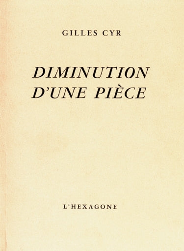 Couverture du livre de Diminution d'une pièce - papier format
