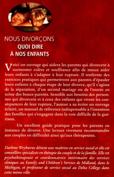 Couverture du livre de Nous divorçons : quoi dire à nos enfants. - papier format