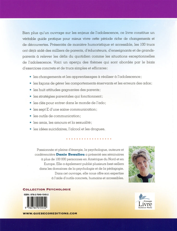 Couverture du livre de 100 trucs pour améliorer vos relations avec les ados - papier format