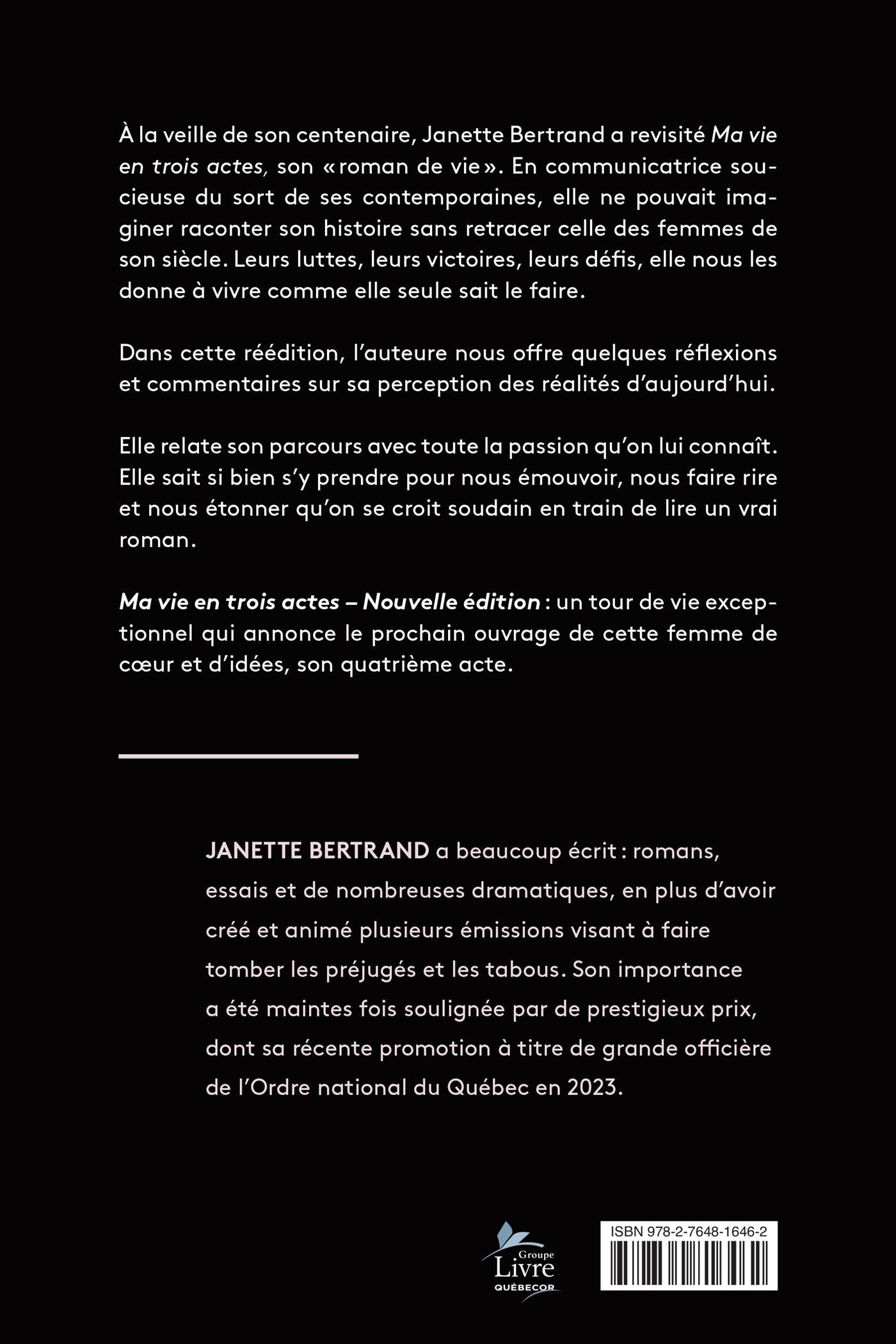Couverture du livre de Ma vie en 3 actes - Nouvelle édition - papier format