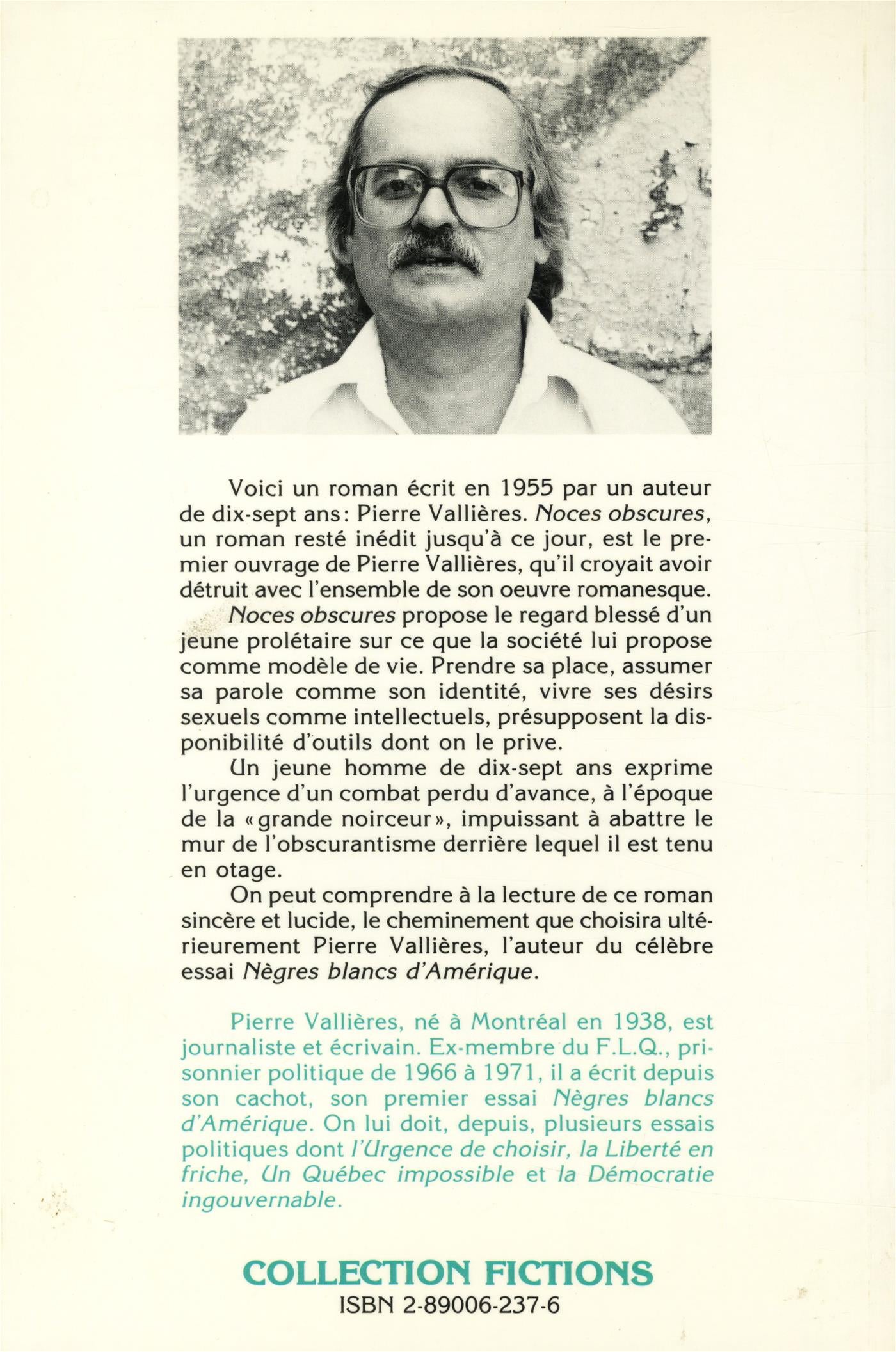 Couverture du livre de Noces obscures - papier format