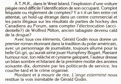 Couverture du livre de L'ange exterminé - papier format
