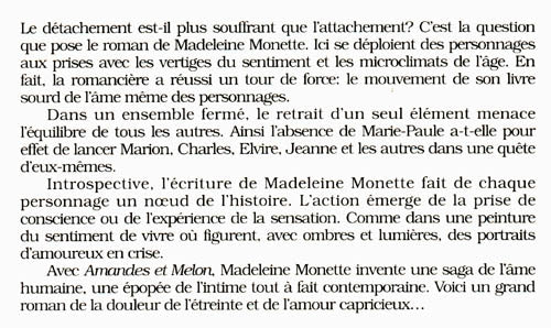 Couverture du livre de Amandes et melon - papier format