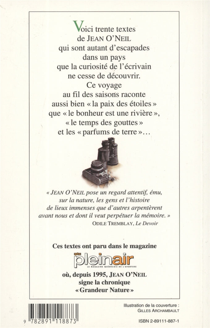 Couverture du livre de Les escapades de Jean O'Neil - papier format