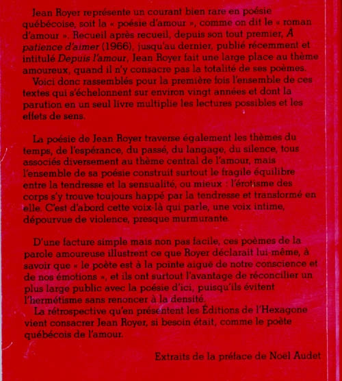 Couverture du livre de Poèmes d'amour 1966-1986 - papier format