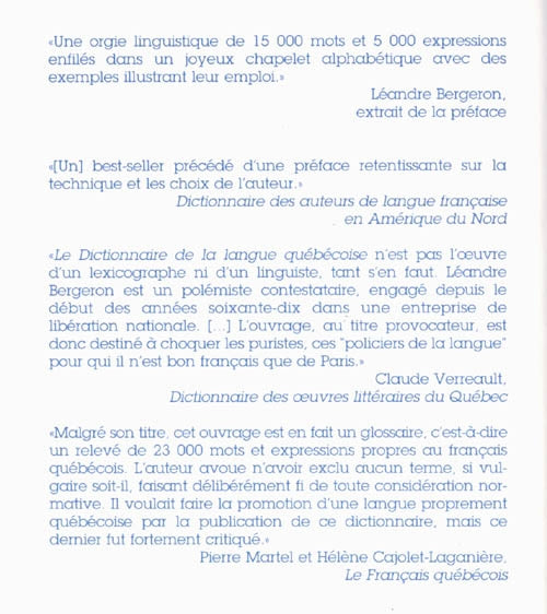 Couverture du livre de Dictionnaire de la langue québécoise - papier format