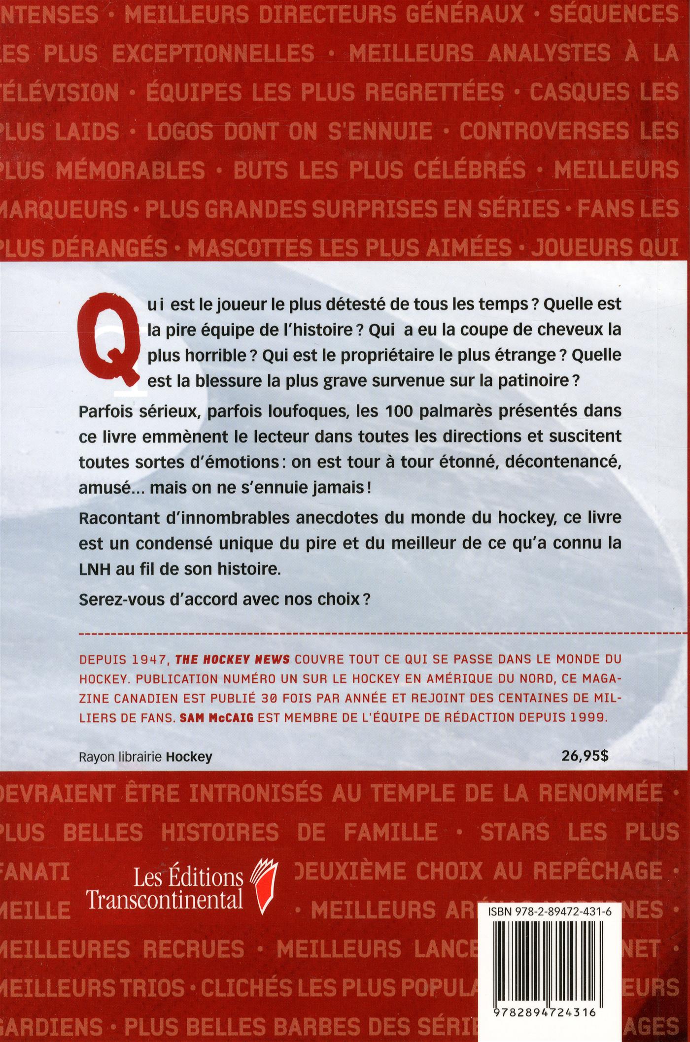 Couverture du livre de 100 palmarès pour maniaques de hockey - papier format