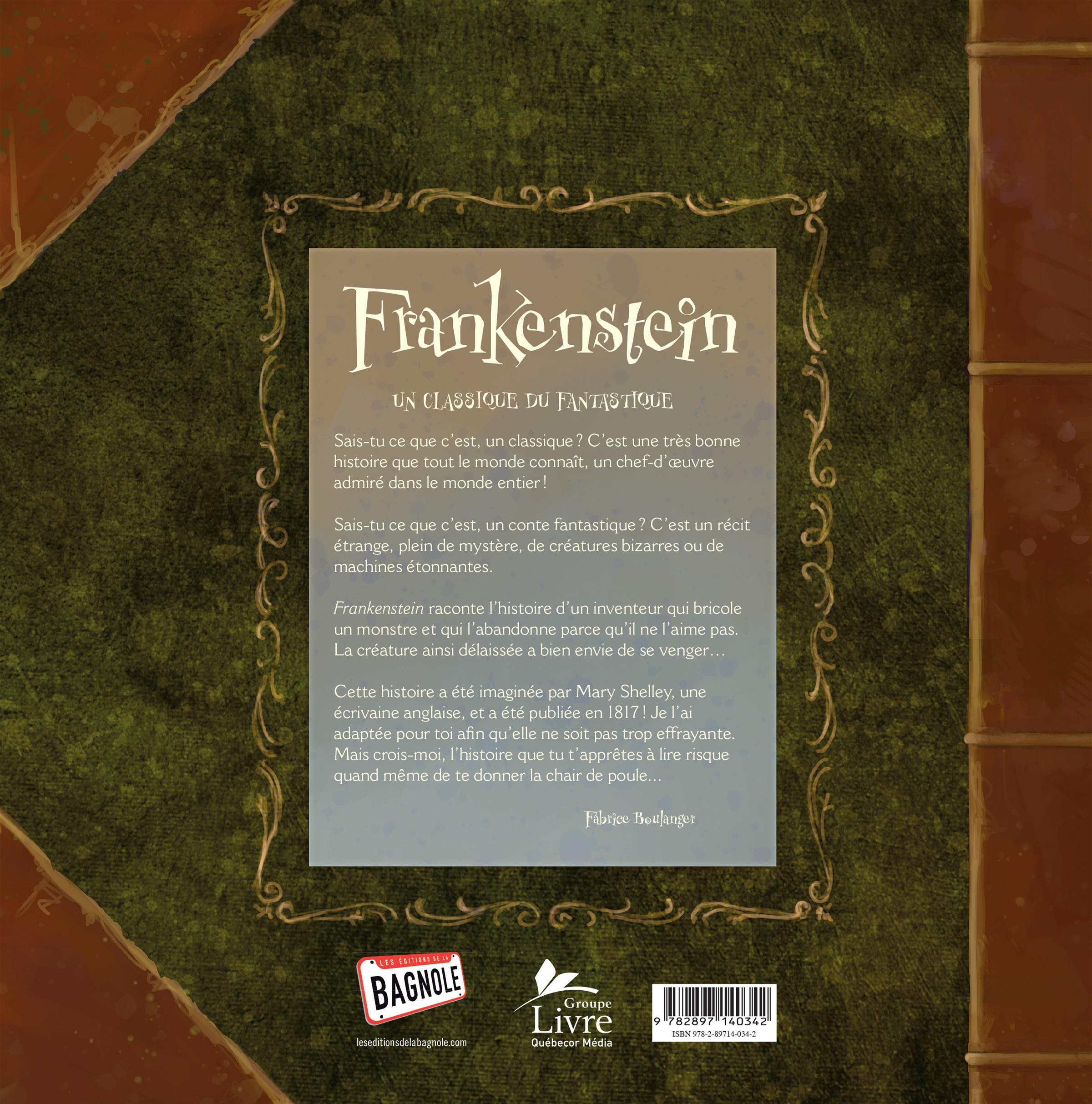 Couverture du livre de Frankenstein - papier format