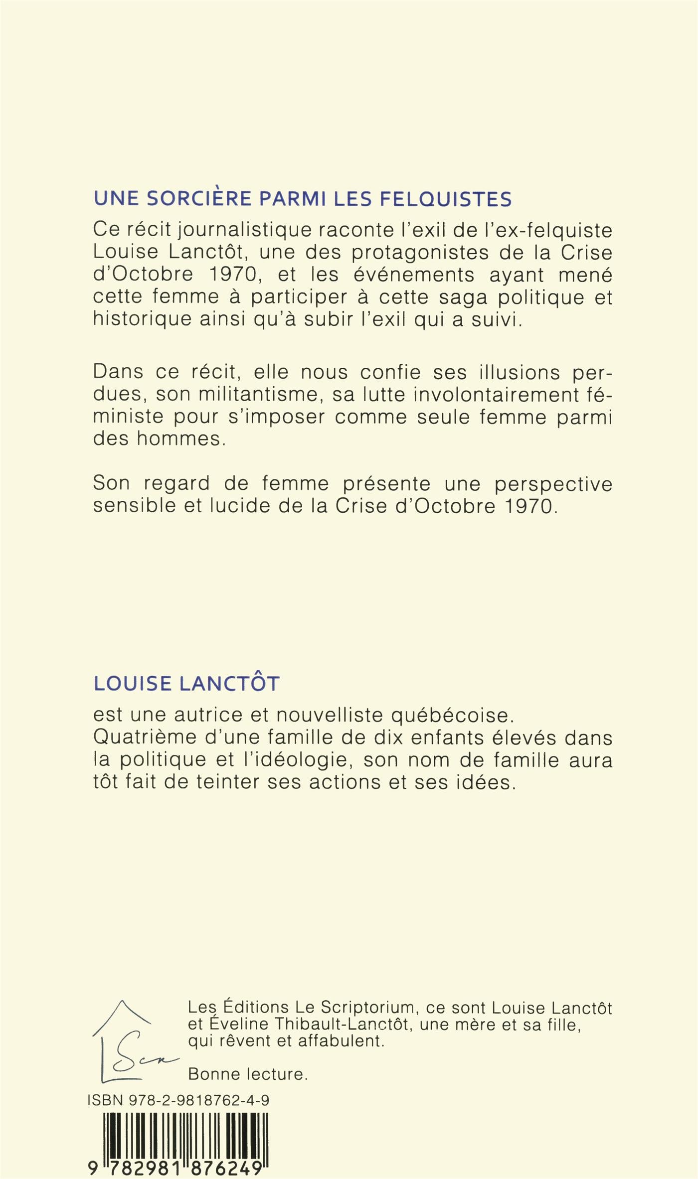 Couverture du livre de Une sorcière parmi les felquistes : journal de la crise d&apos;octobre - papier format